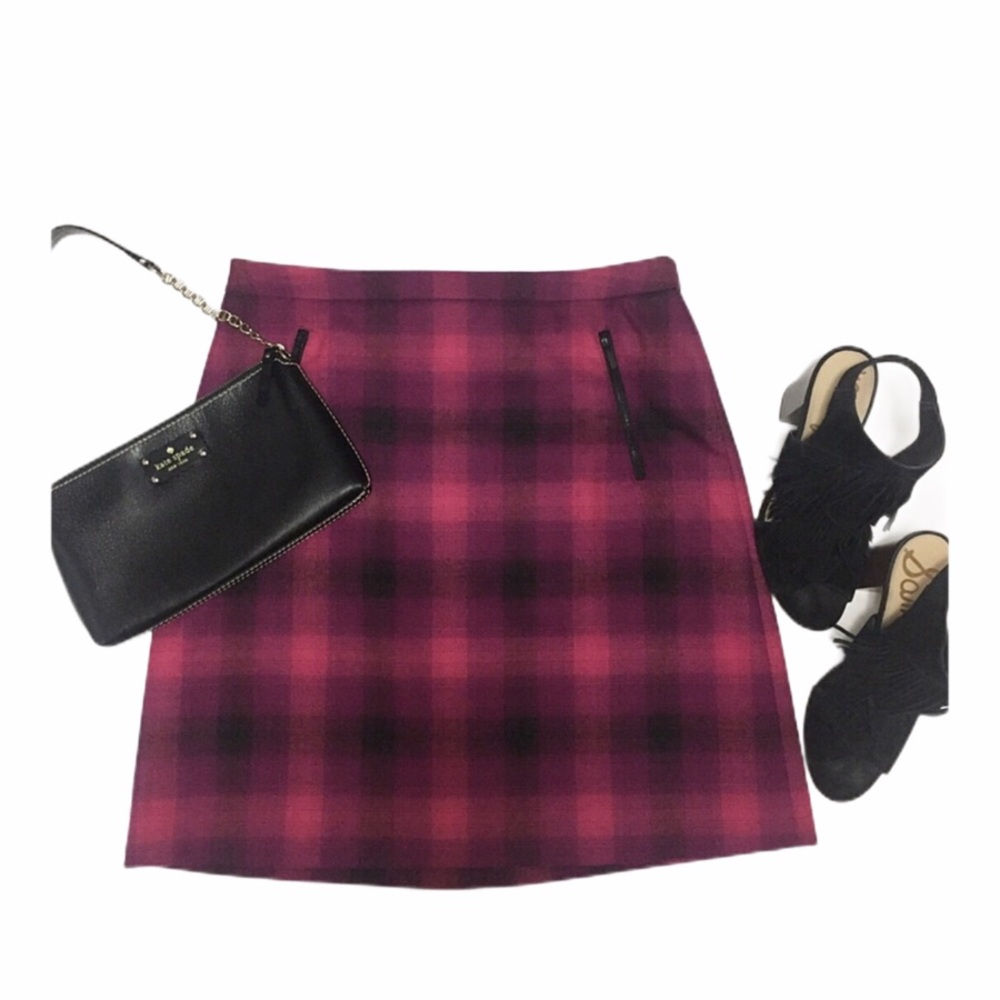 🚫SOLD🚫Halogen Pink, Purple, Black Plaid Skirt - Picture 1 of 7